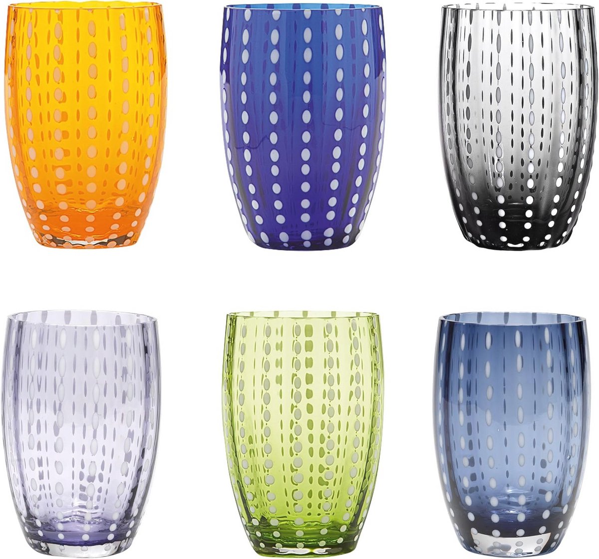 Kleurige Handgemaakte Tumbler Set van 6 - 32 cl Transparant Glas