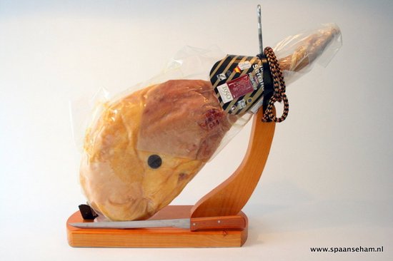 Spaanse ham, Spaanse hesp: een hele Jamón Serrano Reserva Pyreneeën + hamsnijmes