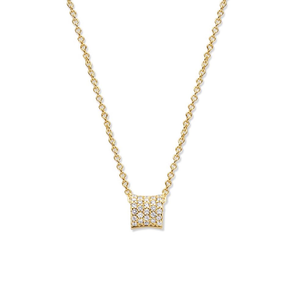 14 karaats gouden anker collier met diamant hanger 0,16crt