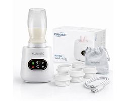 Kluvaro Flessenwarmer - Draagbare Flessenverwarmer voor Onderweg - Zeer Snel - Slimme timer - Geschikt voor alle merken - Wit