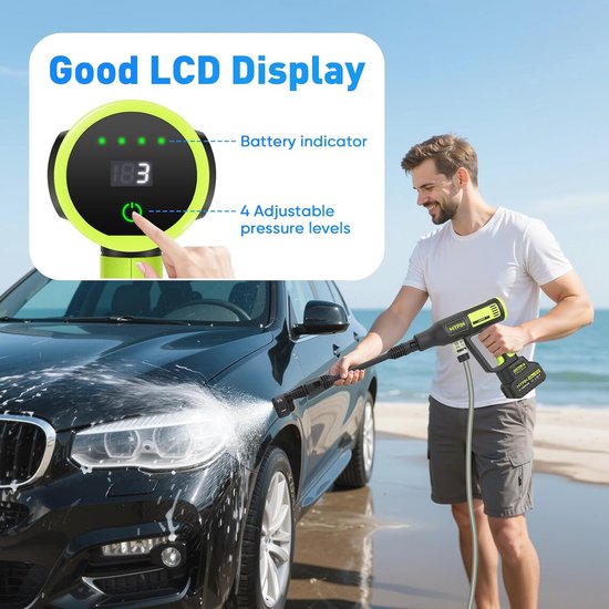 Draadloze Hogedrukreiniger met LED-display en 6-in-1 Mondstuk - 725 PSI, 21V Accu — afbeelding 5