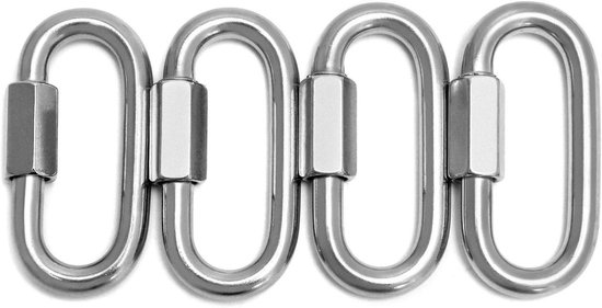 8 Stuks M6 Roestvrijstalen Kettingschakels – Schroefverbinding 6 Mm, 280 Kg Draagvermogen – Voor Hangmatten, Camping En Outdoor Gebruik