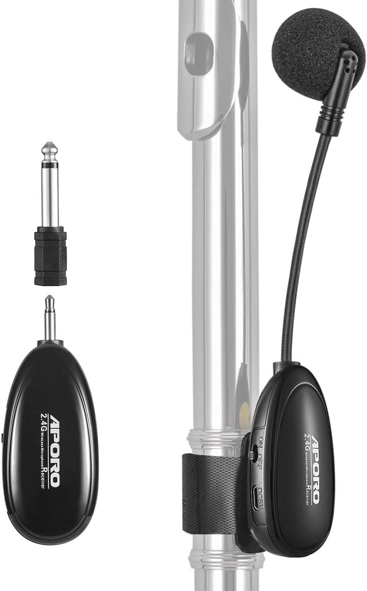 Draadloze Fluit Microfoon met 2.4G Ontvanger en Zender voor Muziekinstrumenten