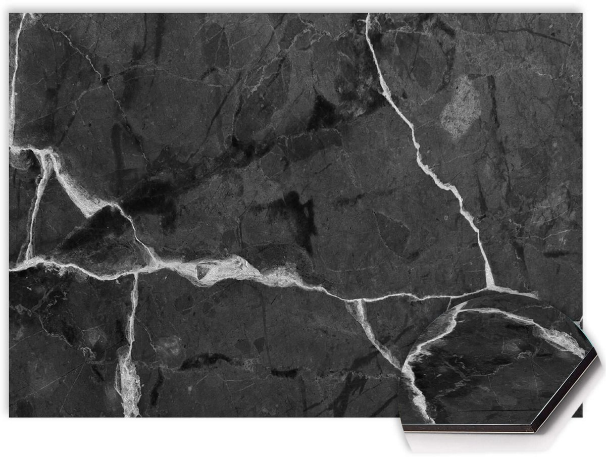 KitchenArt - Black Marble Spatscherm - 80x55 cm - Spatscherm Achterwand Keuken - Spatwand Keuken