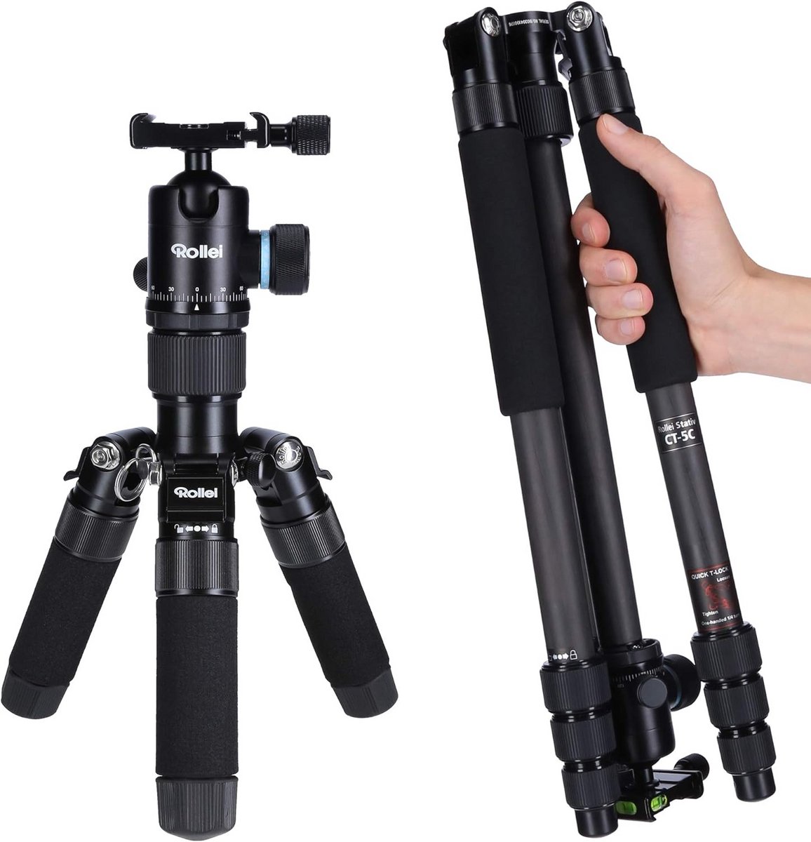 Carbon statief 3-in-1 met mini statief en hoog draagvermogen