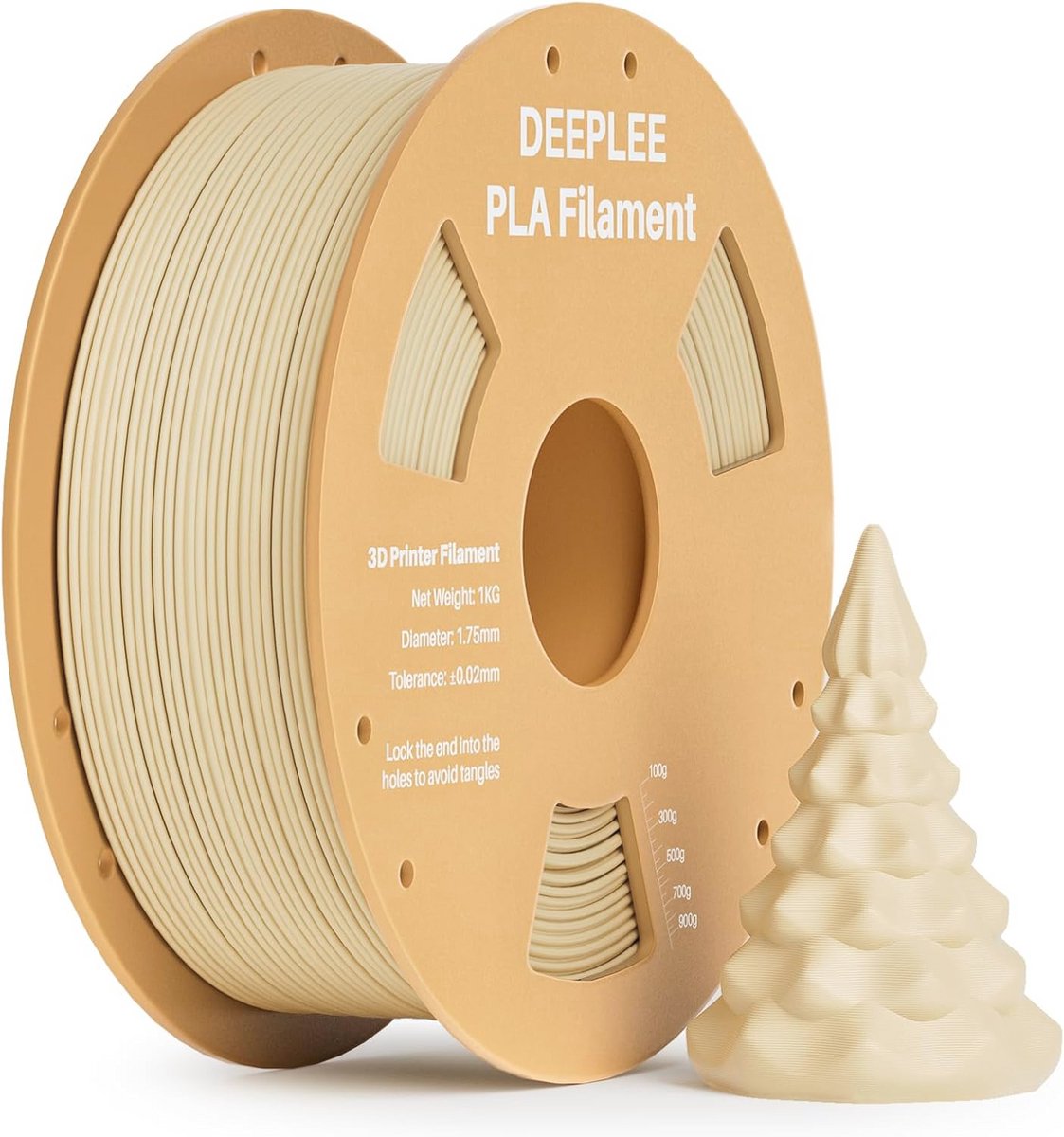 1,75 mm PLA filament voor 3D-printer - 1 kg, Beige, Nauwkeurigheid +/- 0,02 mm