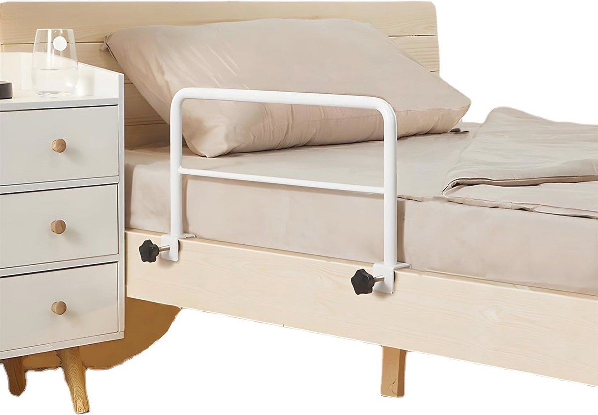 Bedhekje voor oudere volwassenen om op te steken, valpreventie op bed, geschikt voor zwangere vrouwen, kinderen, gehandicapten, valbescherming (wit)