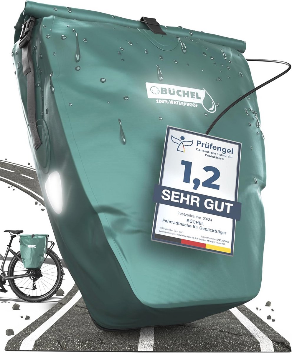 Büchel Fietstas voor bagagedrager 100% waterdicht I met handvat en schouderriem I fietstas voor bagagedrager, bagagedraagtas, fietstassen achterop