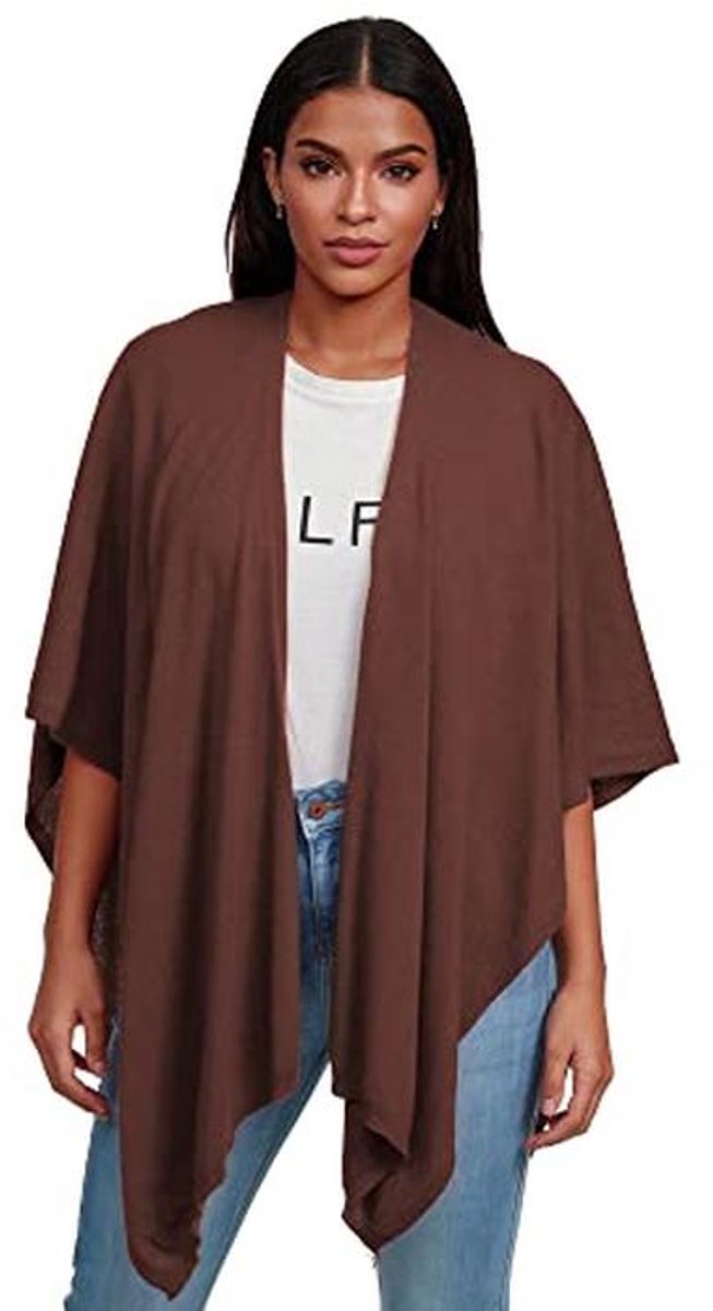 Dames poncho sjaal in kasjmiergevoel - gebreide cape voor vrouwen - XXL schouderdoek voor lente en herfst