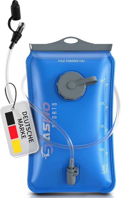 SASMO Drinkzak 2L & 3L – Versterkt Materiaal, Scheurvast – Met Slang, Isolatiezak & Magneetclip – Voor Wandelen & Outdoor Sport