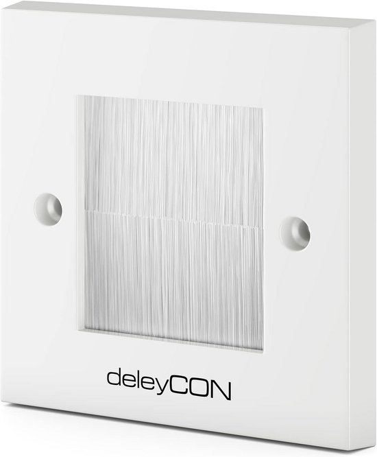 DeleyCON Multimedia Wandcontactdoos Met Borstelopening – Elegante Kabeldoorvoer Voor Tv, Monitor, Beamer, Gameconsole – Eenvoudig Te Installeren
