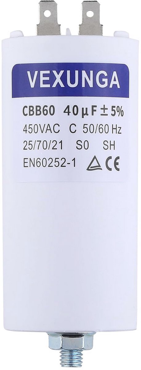 Startcondensator 40 µF 450V CBB60 voor motoren en pompen