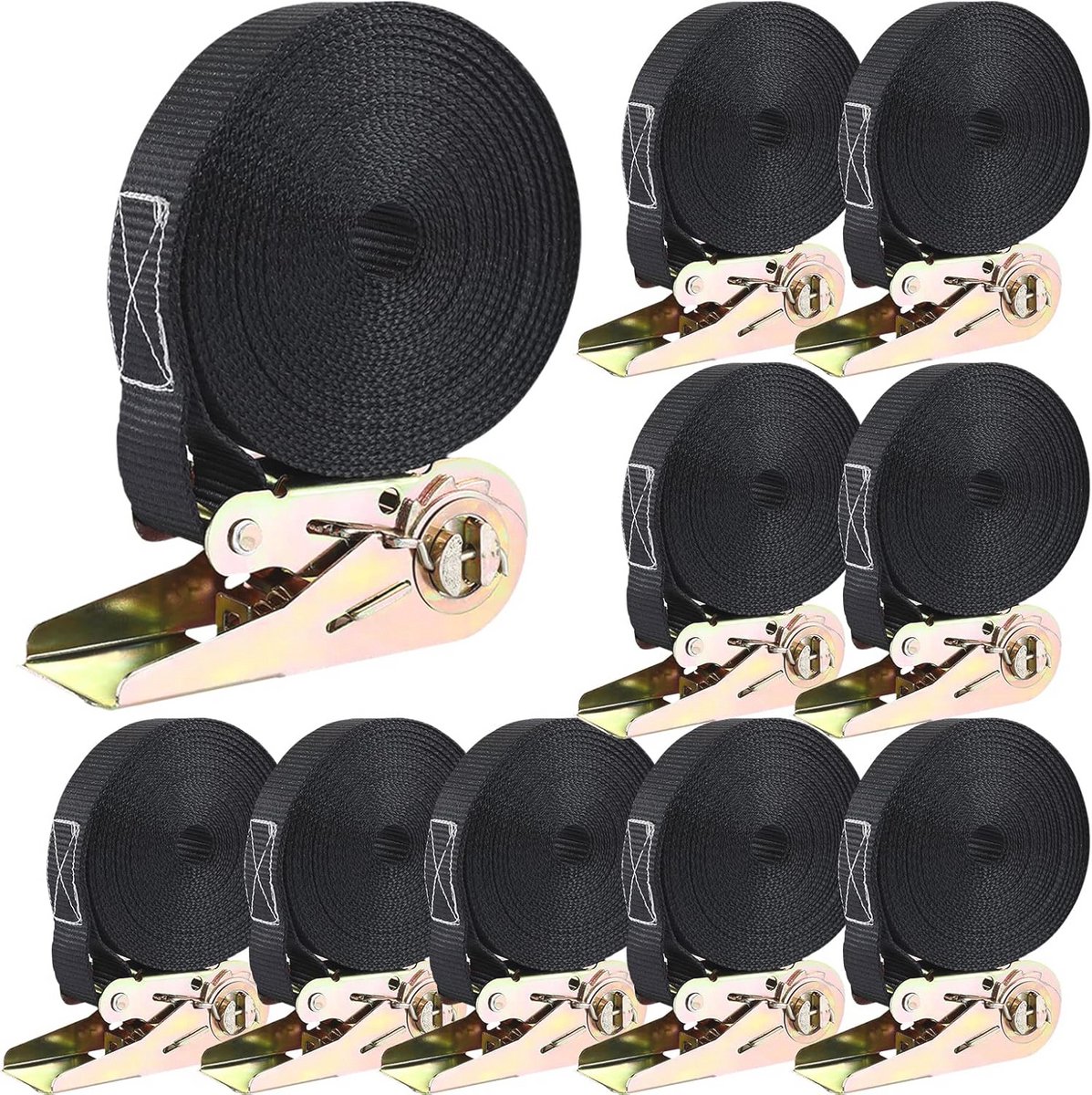 10 Stuks Spanbanden 6m x 25mm - Sterk en Duurzaam voor Lading Bevestigen