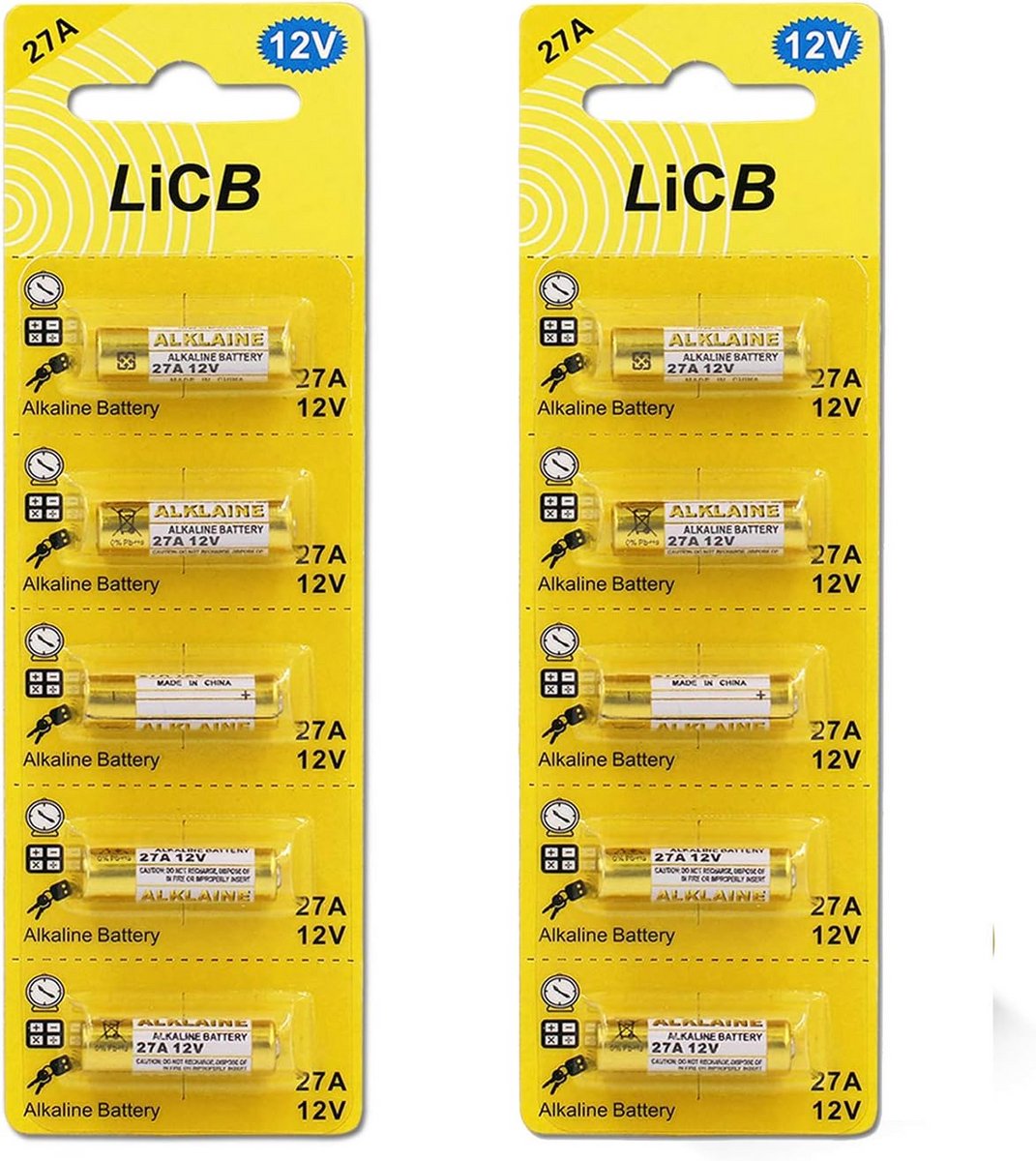 10 Stuks 27A 12V Alkalinebatterijen - Lange Houdbaarheid en Hoge Prestaties