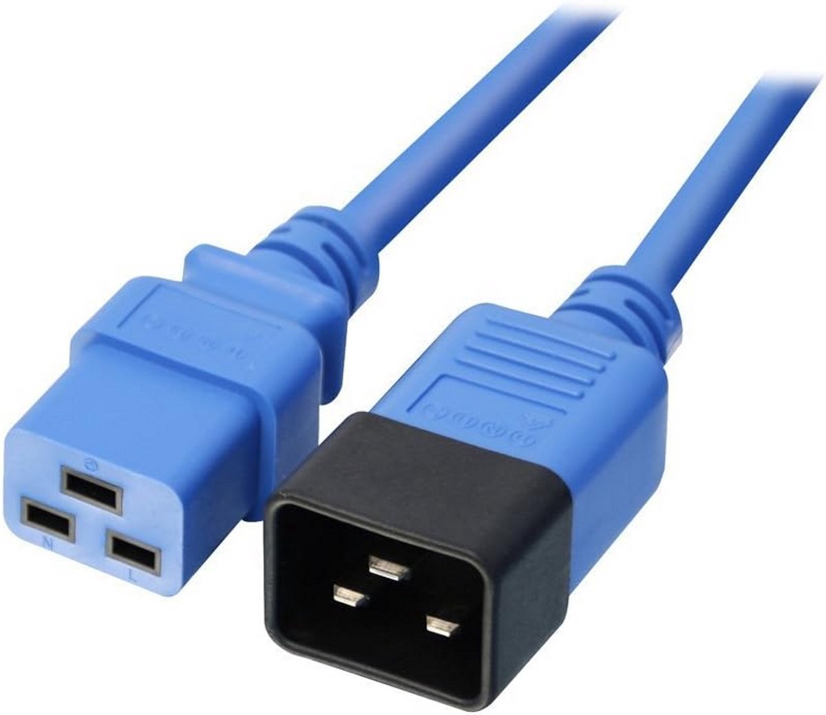 Verlengkabel C19 naar C20 Machtskabel 1 Meter Blauw voor Servers en Voedingen