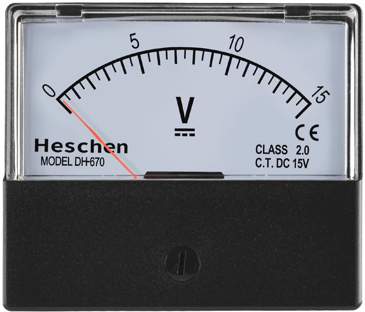Rechthoekige analoge voltmeter DC 0-15V voor paneel