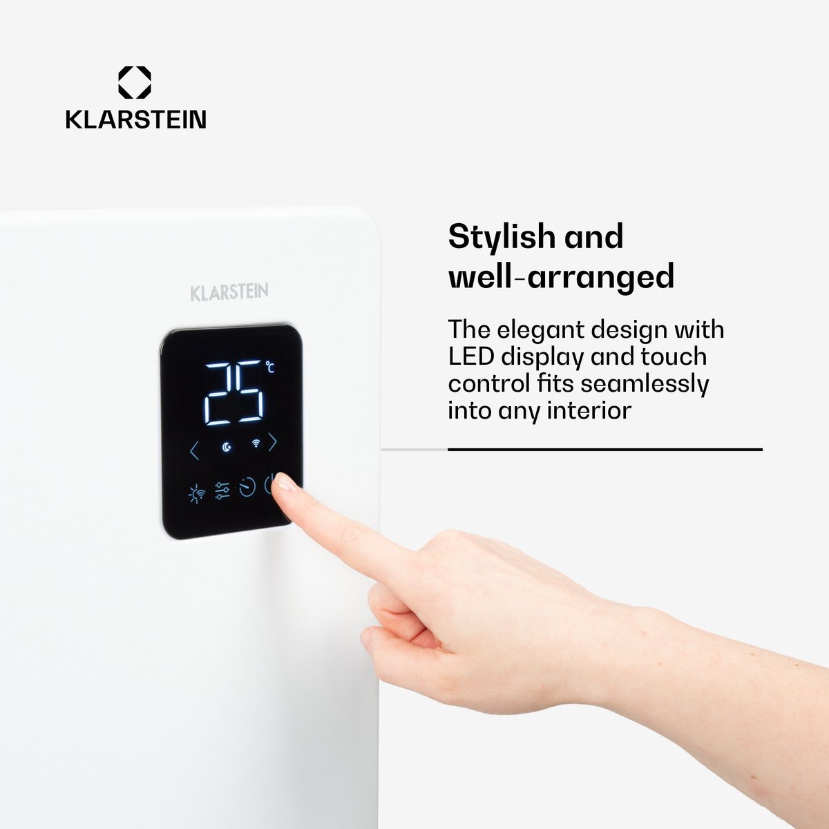 Klarstein elektrische kachel, convectiekachel, vrijstaand of wandmodel, energiebesparende elektrische kachel, app-gestuurd, stille elektrische kachel, vrijstaande elektrische radiator met thermostaat, 1500 W – foto 3