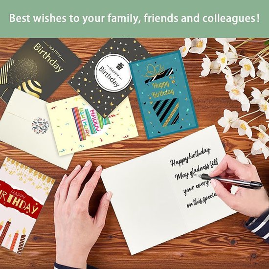Verjaardagskaarten en Enveloppen, 24 Stuks Happy Birthday Card