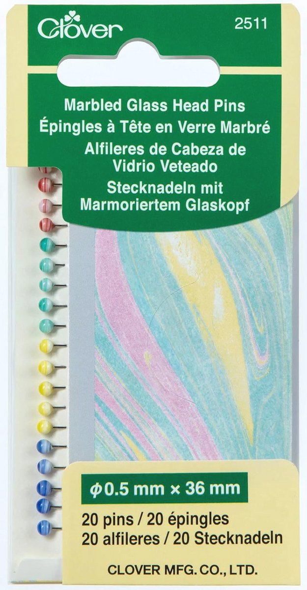 Gemarmerde Glazen Hoofdspelden - Multikleur - 11,5 x 6,3 x 0,4 cm