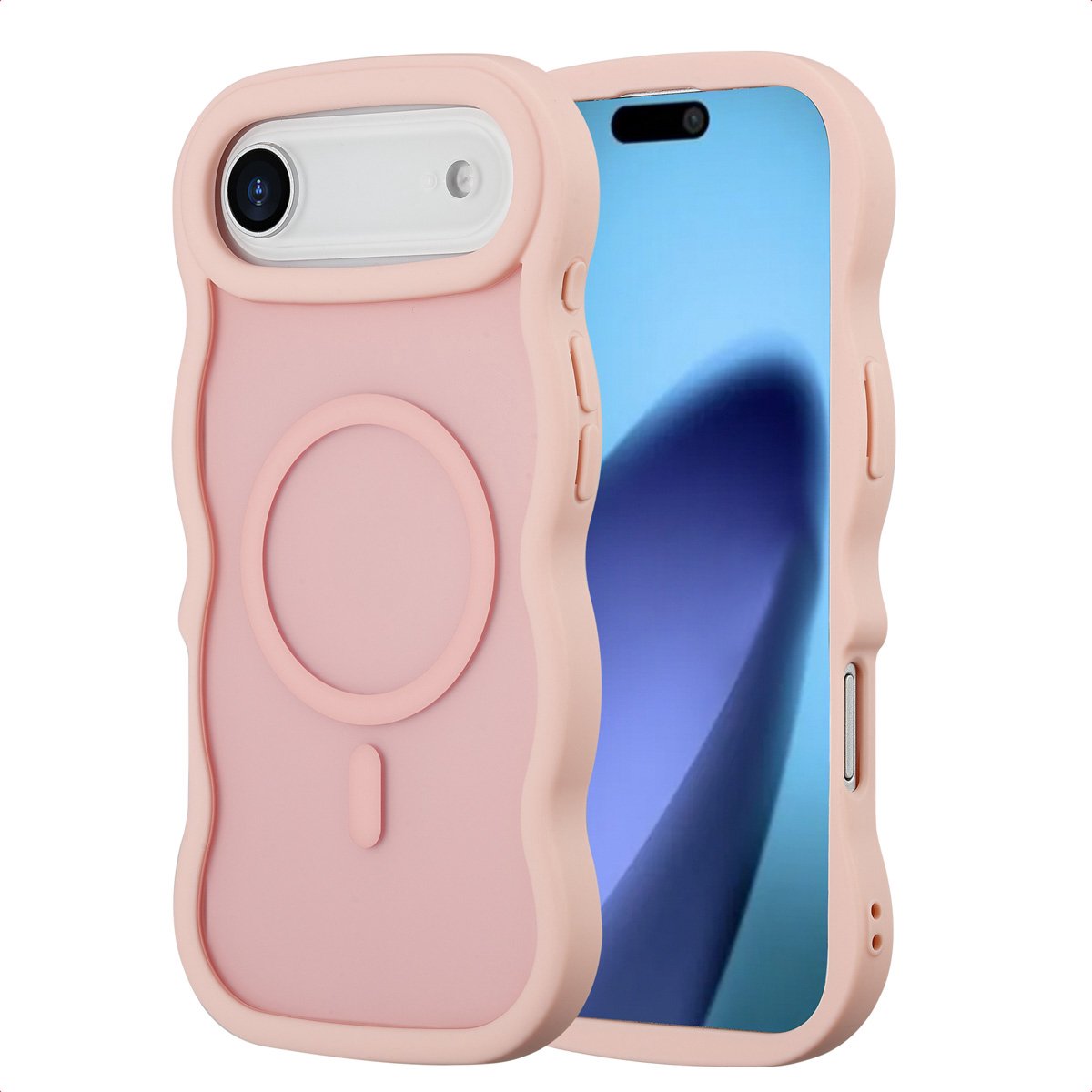 Selencia Wavy Case - Golvend Hoesje geschikt voor Apple iPhone 17 Air - Soft Pink