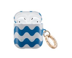 Selencia Case - Hoesje geschikt voor AirPods 1 / 2 - Wave Vibes Classic Blue