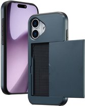 Étui imoshion avec porte-cartes - Compatible avec iPhone 17 - Coque arrière avec porte-cartes - Bleu foncé