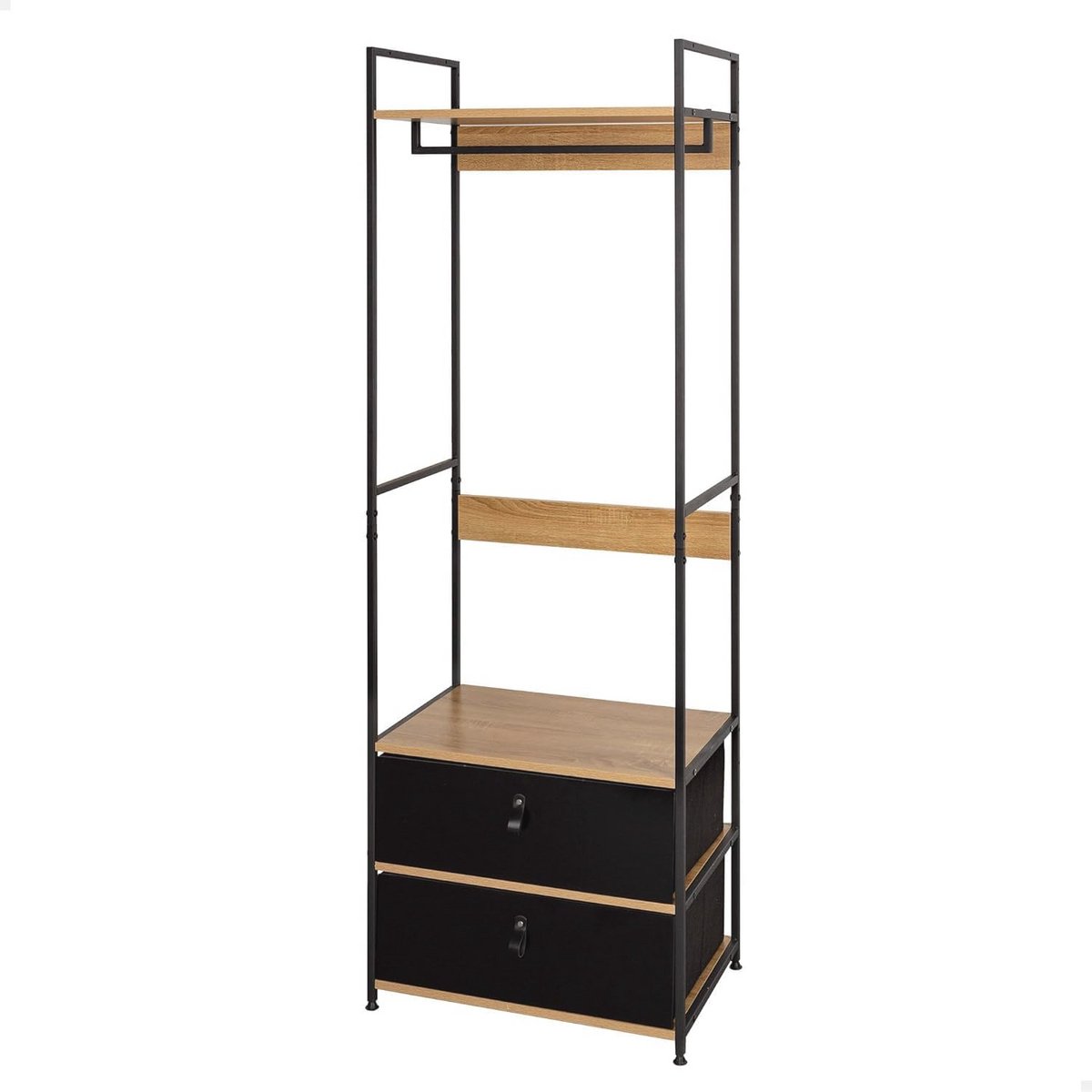Open kast met kledingstang en stoffen laden - 60 x 40 x 175 cm - Ideaal voor kleedkamer en