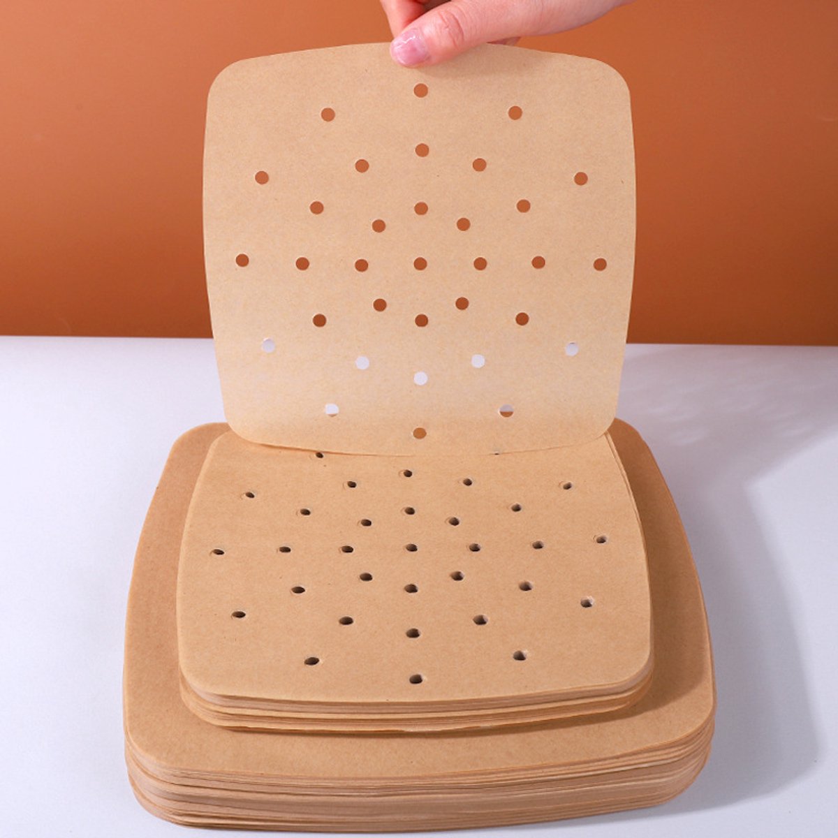 100 stuks bakpapier voor luchtfriteuse, 23 x 23 cm, BPA-vrij, geschikt voor levensmiddelen, accessoires