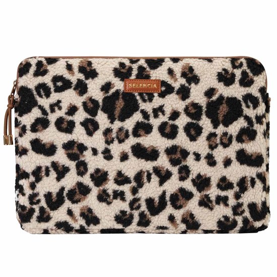 Selencia Teddy Laptop Sleeve - Laptop Hoes geschikt voor 13 / 13.3 / 13.6 / 14 / 14.2 inch - Leopard