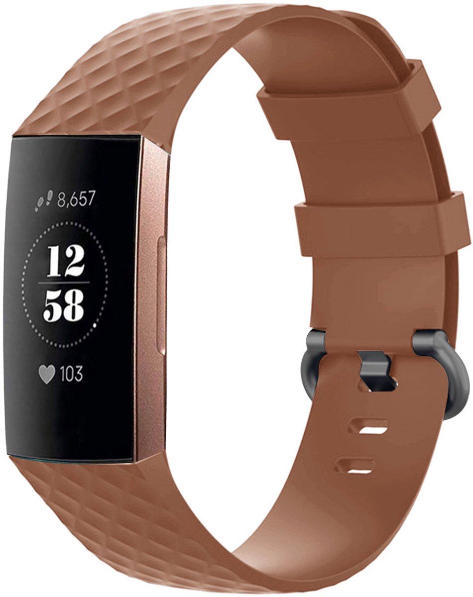 Siliconen bandje - Geschikt voor Fitbit Charge 3/ Charge 4 - Bruin