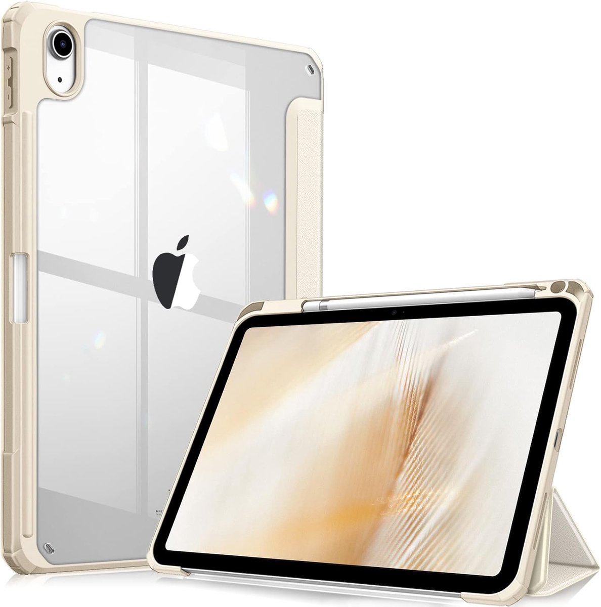 Zandarix Geschikt voor Apple iPad A16 (2025) - Book Case - Automatische Slaap/Waak Functie - Ingebouwde Potloodhouder - Tablethoes - Starlight