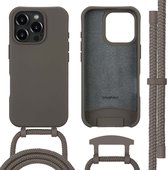 imoshion Coque adaptée pour iPhone 16 Pro avec cordon - Coque arrière couleur imoshion avec cordon amovible adaptée pour MagSafe - marron