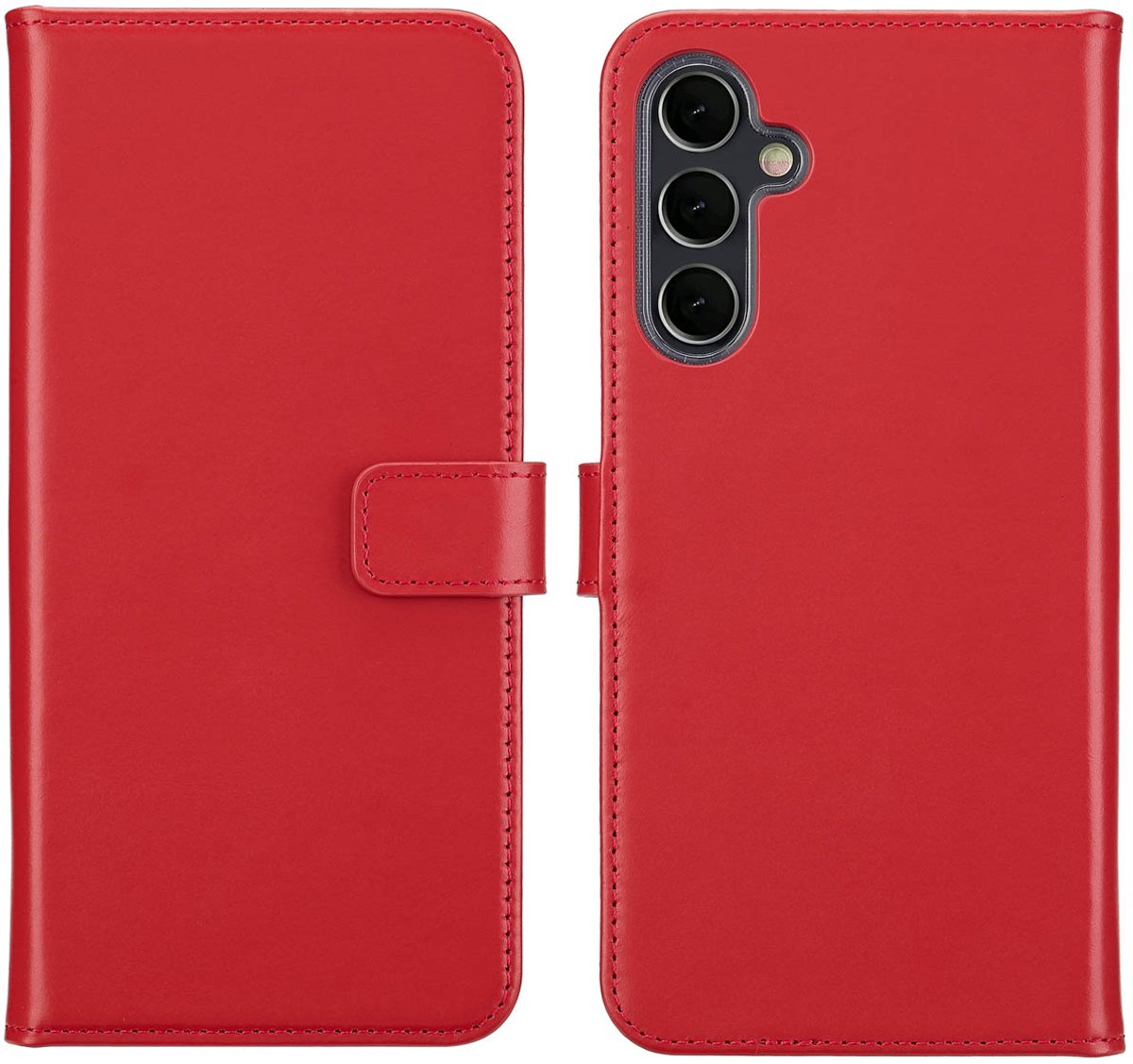 Selencia Hoesje - Geschikt voor Samsung Galaxy A16 (4G) / A16 (5G) - Echt Lederen Bookcase - Rood
