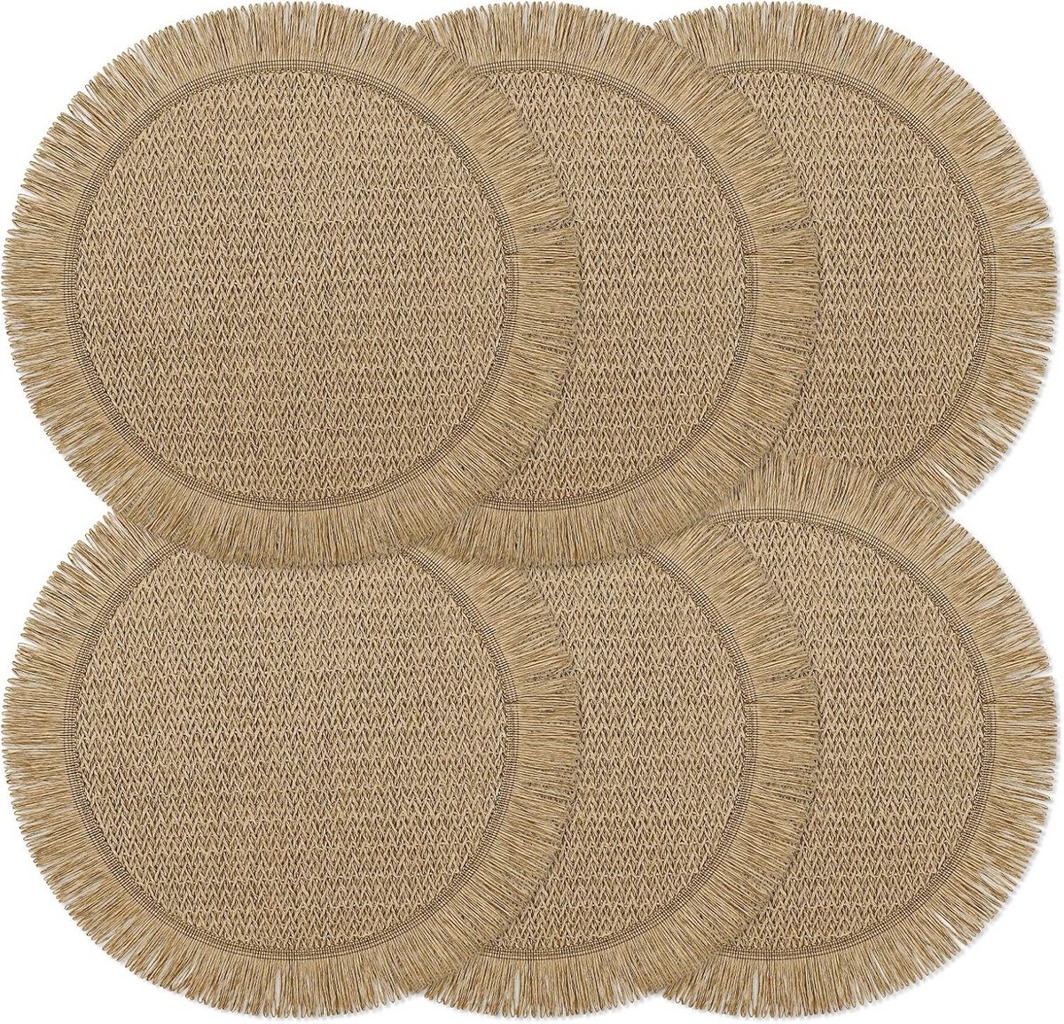 Set van 6 Ronde Hittebestendige Placemat van Groen Papier - Rustic Eetdecoratie 38 cm