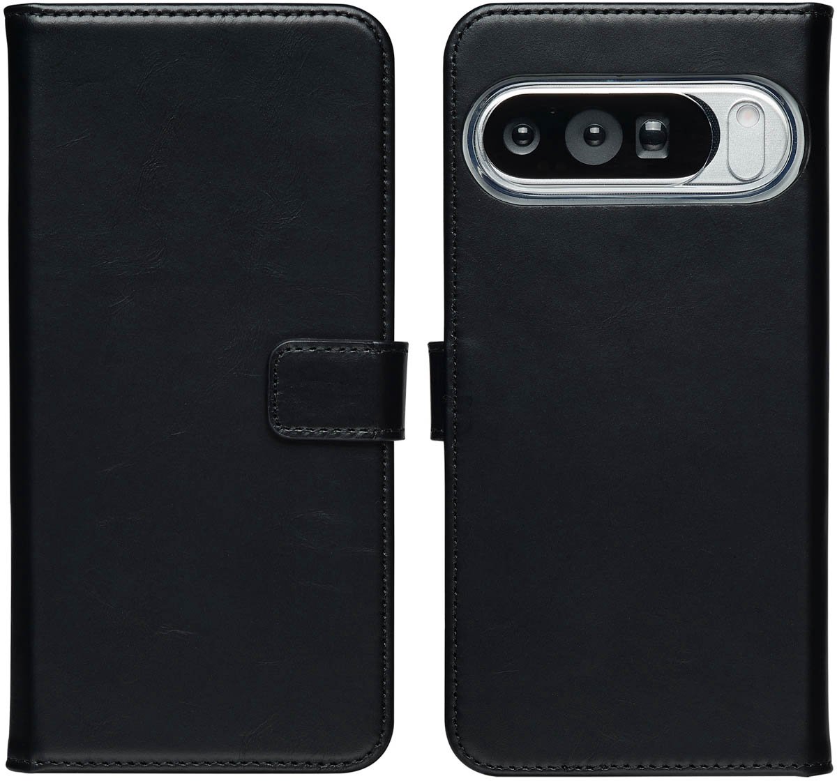 Selencia Hoesje - Geschikt voor Google Pixel 10 Pro XL - Echt Lederen Bookcase - Zwart