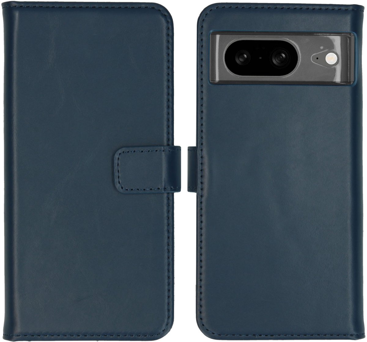 Selencia Hoesje - Geschikt voor Google Pixel 8 - Echt Lederen Bookcase - Blauw