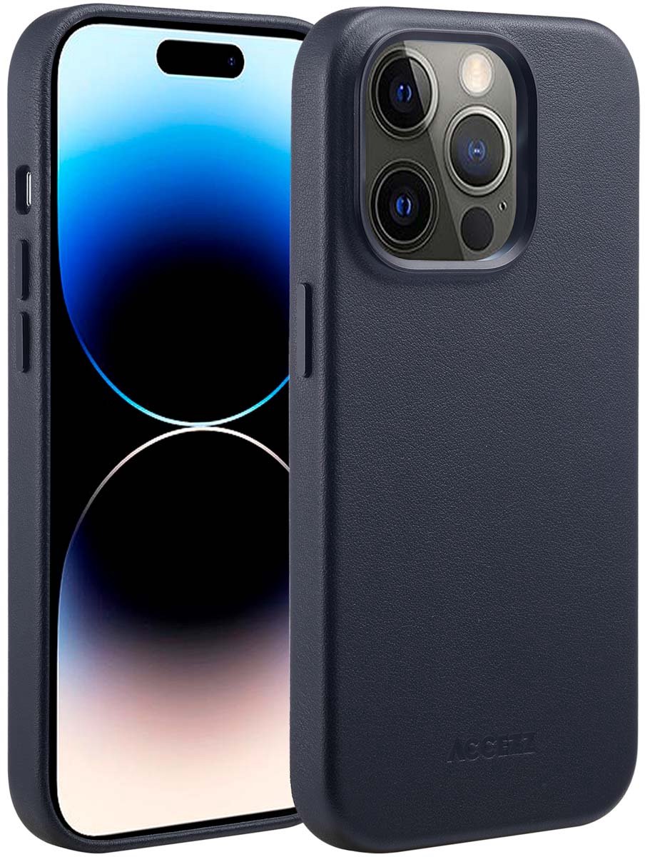 Accezz Hoesje Geschikt voor iPhone 14 Pro Hoesje - Accezz Geschikt voor MagSafe Leather Backcover - zwart
