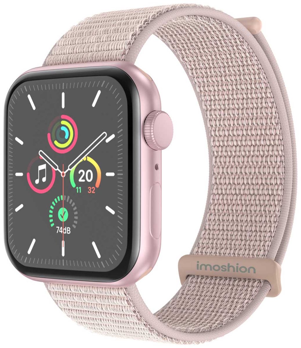 iMoshion Nylon⁺ bandje voor de Apple Watch Series 1 / 2 / 3 / 4 / 5 / 6 / 7 / 8 / 9 / SE / Ultra (2) - 42 / 44 / 45 / 49 mm - Light Pink