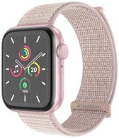 Nylon bandje - Geschikt voor Apple Watch 44/45/46/49mm (Series 12/11/10), (Ultra 4/3/2), (Series 7/8/9), (Series 4/5/6, SE 1/2/3) - Premium kwaliteit - Lichtroze