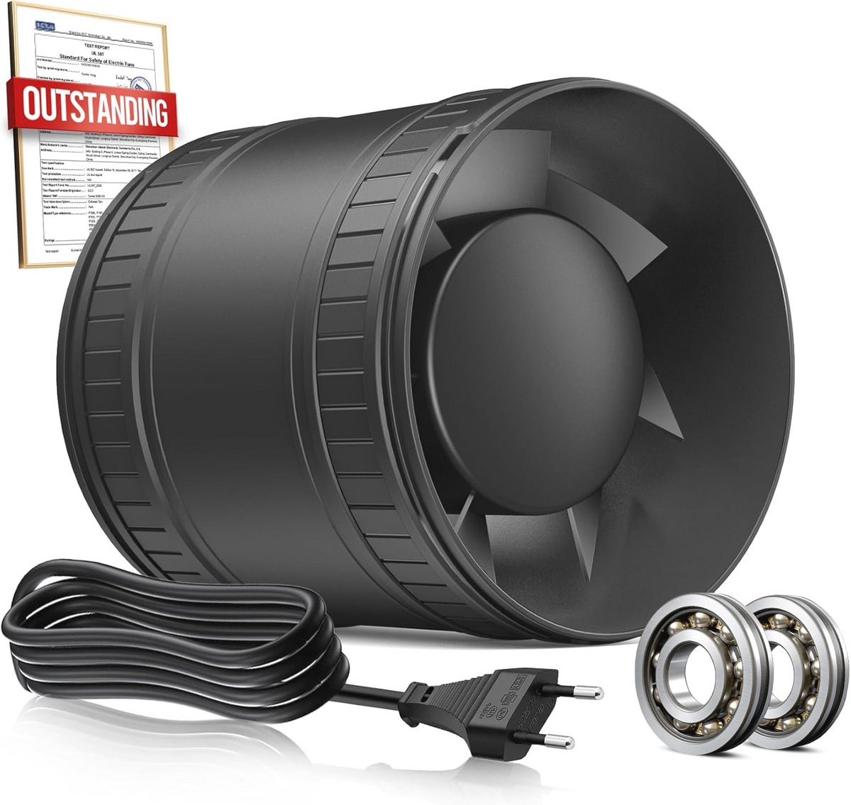 Kanaalventilator 100mm - Stille Buisventilator met Dubbele Kogellagermotor en Oververhitti