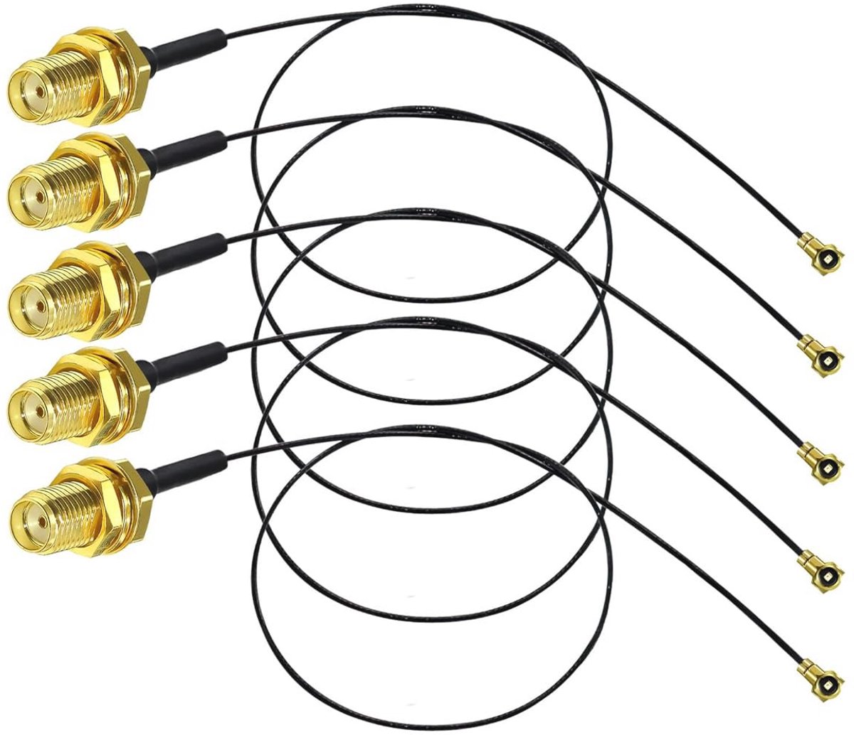 5 Stuks U.FL Mini PCI naar Omgekeerde Polariteit SMA Pigtail-antenne - 20 cm WiFi-kabel