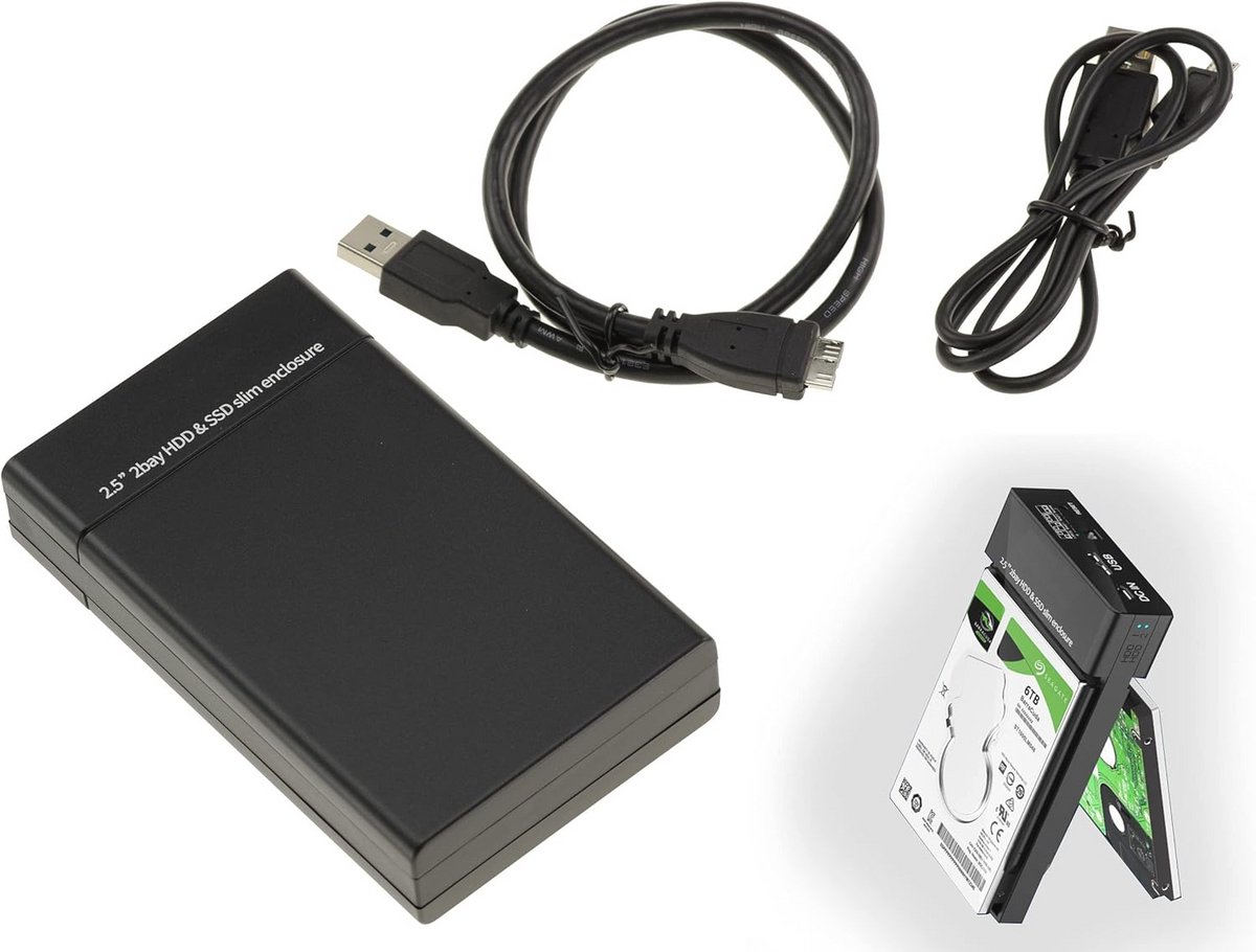USB 3.0 Externe Behuizing voor 2 SATA 2.5 Harde Schijven met RAID 0 1 0+1