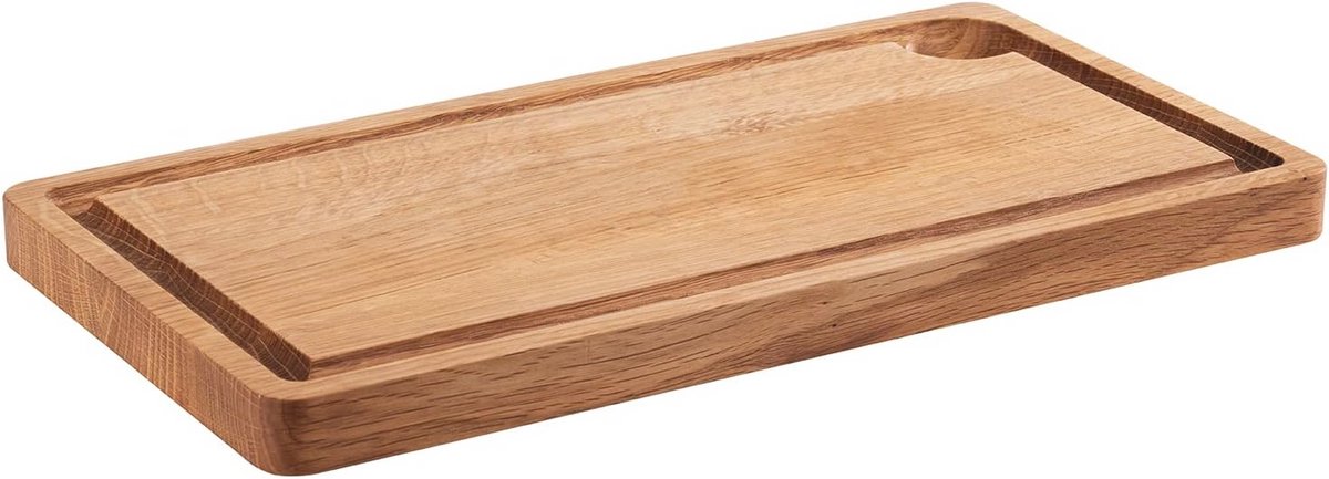 Rustieke Serveerschaal van Geolied Eikenhout met Uitsparing (Ø 4 cm) - 32,5 x 17,6 x 2 cm