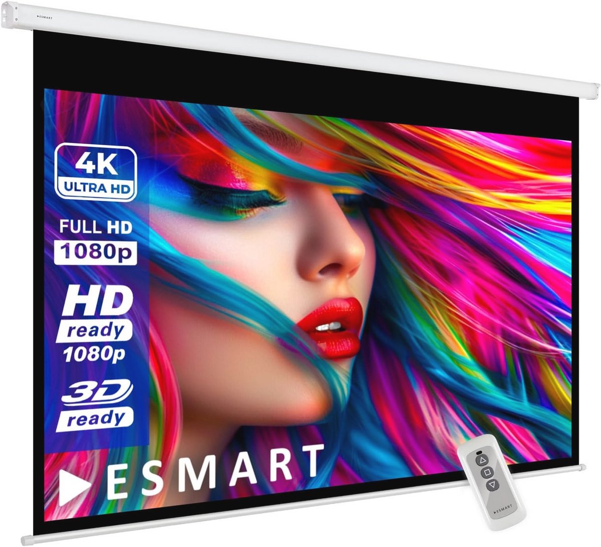 Gemotoriseerd projectiescherm 160 x 90 cm | Thuisbioscoop met afstandsbediening | 16:9 motorscherm