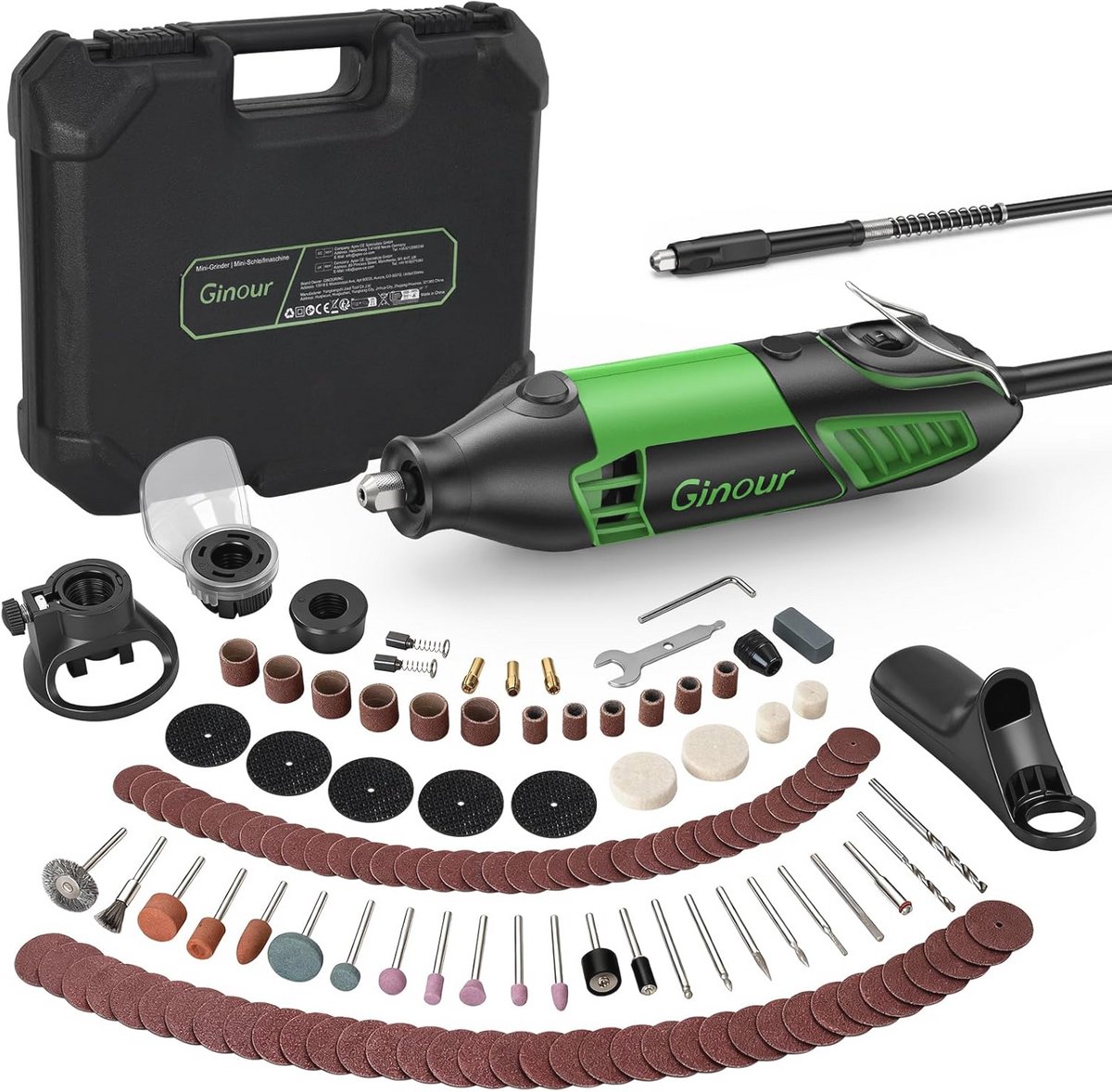 Multifunctioneel gereedschap 200 W - Draaigereedschap met 129 accessoires en 6 opzetstukken voor boren, snijden en slijpen