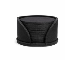 Vilten Glasonderzetters Set 10-delig met Houder – Ø 10 cm – Zwart