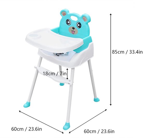 Kinderstoel voor babystoel, tafel en stoelen voor baby's, eten, huis, draagbaar, kinderzitje, multifunctioneel, verstelbaar, 4-in-one van Merkloos — afbeelding 3