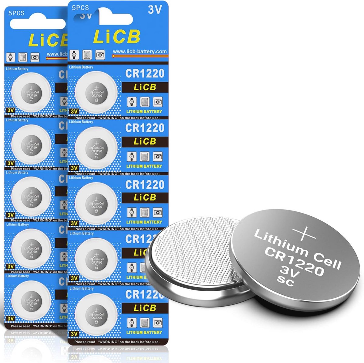 10 stuks CR1220 3V lithium knoopcellen batterij - lange levensduur en hoge energie