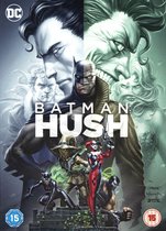 Batman: Hush-filmcover met Batman, Joker, Catwoman, Scarecrow, Poison Ivy, Bane en Superman.