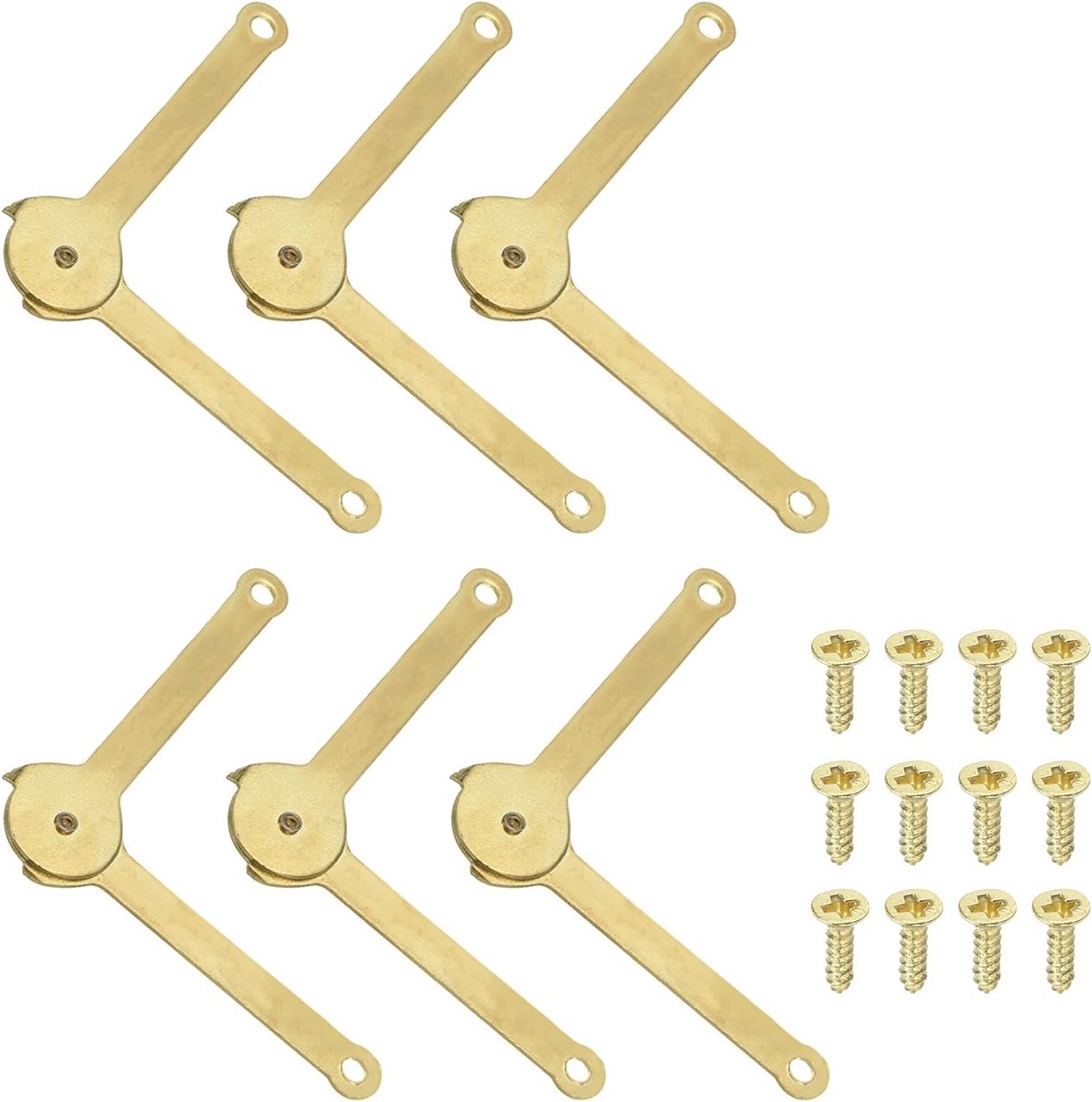 Metalen Dekselsteun Scharnier 6,9 x 0,8 cm - 180 Graden Draaibaar Scharnier voor Kast en Sieradendoos - Goud - 6 Stuks